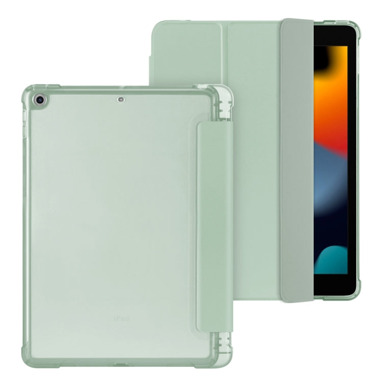 For iPad 10.2 2021 / 2020 / 2019 Tri-fold Holder TPU Cover Frosted Leather Smart Tablet Case withh Pen Slot