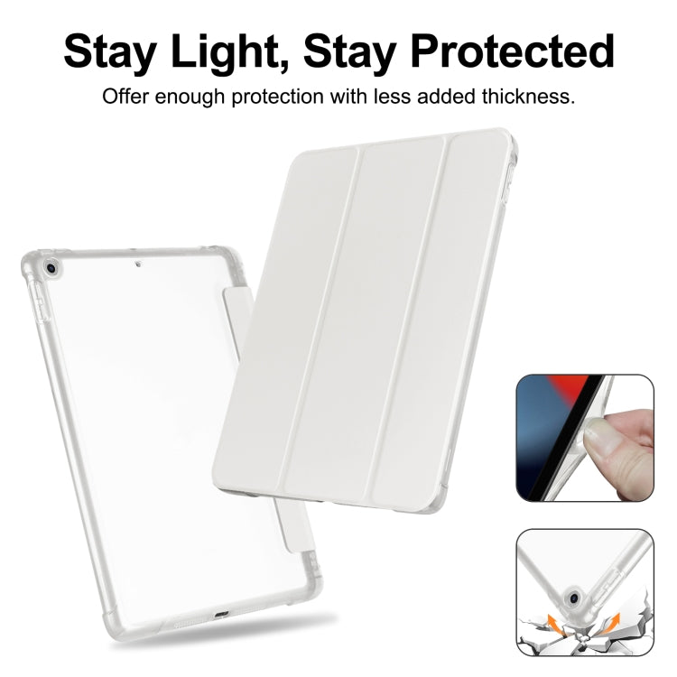 For iPad 10.2 2021 / 2020 / 2019 Tri-fold Holder TPU Cover Frosted Leather Smart Tablet Case withh Pen Slot