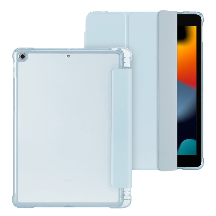 For iPad 10.2 2021 / 2020 / 2019 Tri-fold Holder TPU Cover Frosted Leather Smart Tablet Case withh Pen Slot
