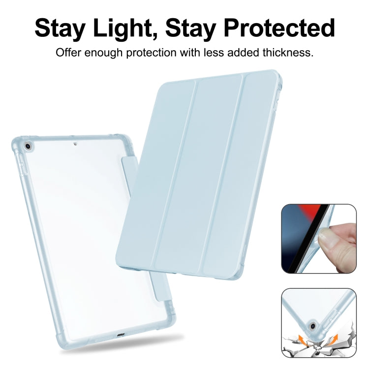 For iPad 10.2 2021 / 2020 / 2019 Tri-fold Holder TPU Cover Frosted Leather Smart Tablet Case withh Pen Slot