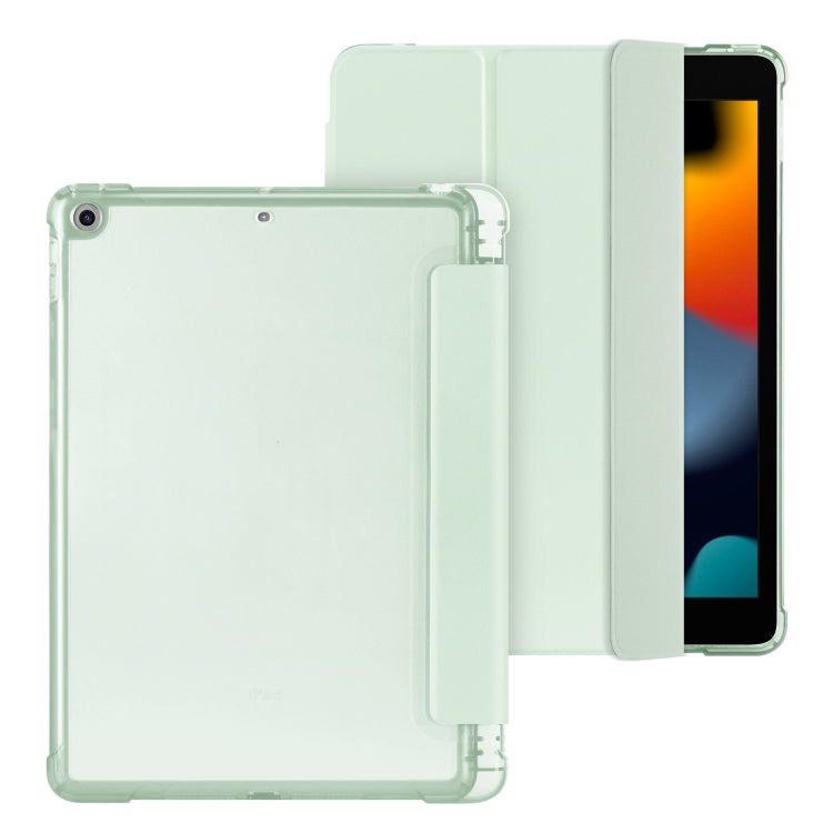 For iPad 10.2 2021 / 2020 / 2019 Tri-fold Holder TPU Cover Frosted Leather Smart Tablet Case withh Pen Slot