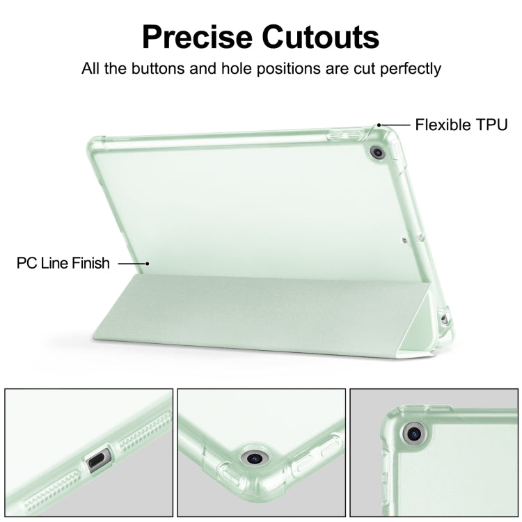 For iPad 10.2 2021 / 2020 / 2019 Tri-fold Holder TPU Cover Frosted Leather Smart Tablet Case withh Pen Slot