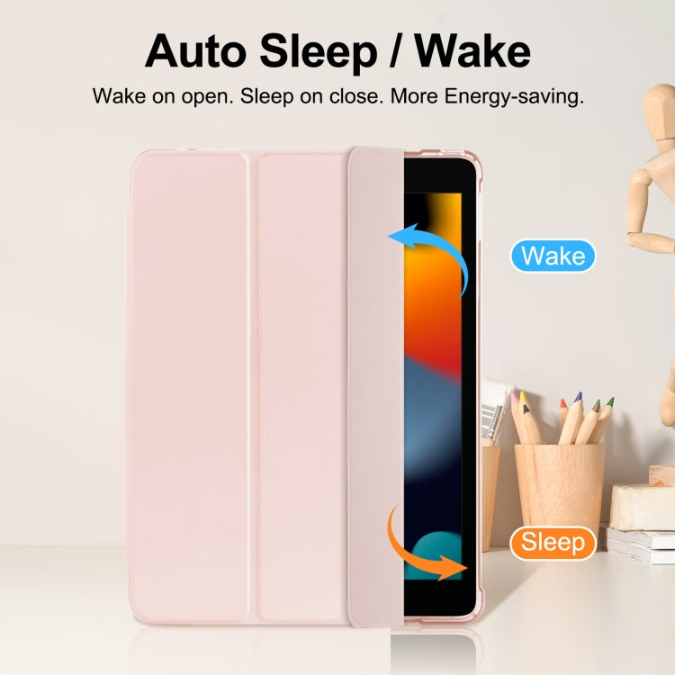 For iPad 10.2 2021 / 2020 / 2019 Tri-fold Holder TPU Cover Frosted Leather Smart Tablet Case withh Pen Slot