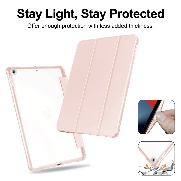 For iPad 10.2 2021 / 2020 / 2019 Tri-fold Holder TPU Cover Frosted Leather Smart Tablet Case withh Pen Slot