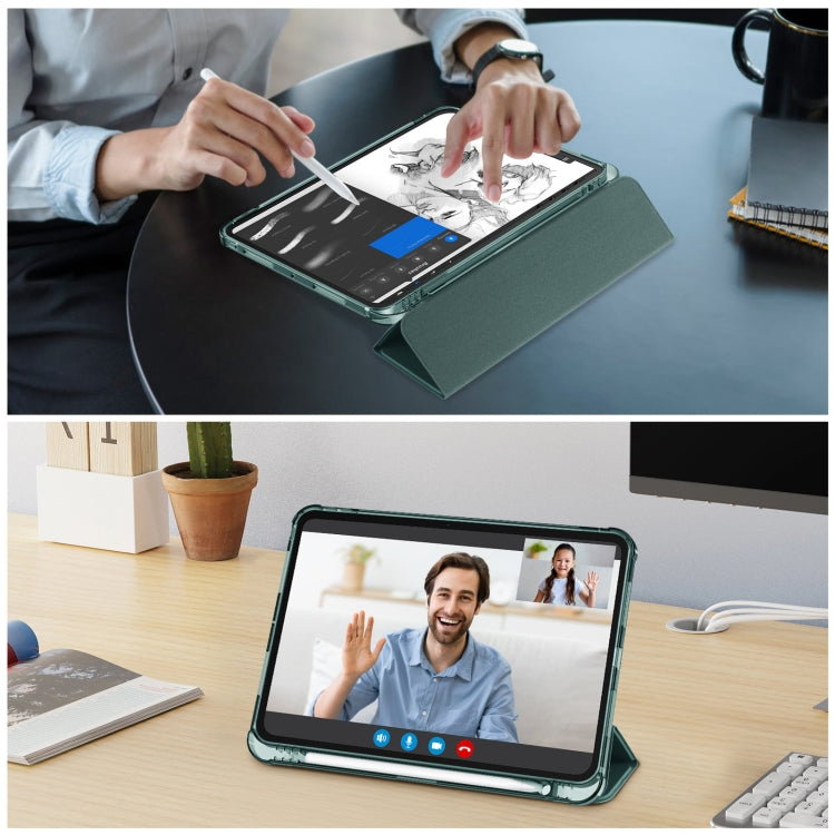 For iPad Pro 11 2025 / 2024 Tri-fold Holder TPU Cover Frosted Leather Smart Tablet Case withh Pen Slot