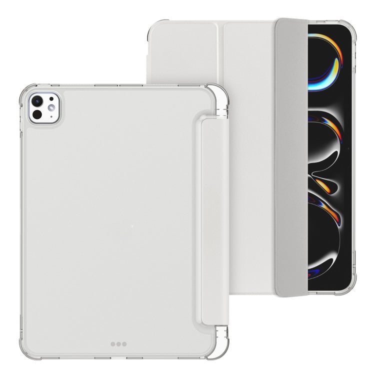 For iPad Pro 11 2025 / 2024 Tri-fold Holder TPU Cover Frosted Leather Smart Tablet Case withh Pen Slot
