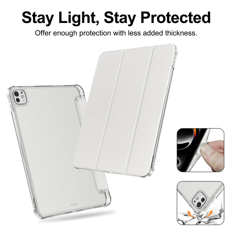 For iPad Pro 11 2025 / 2024 Tri-fold Holder TPU Cover Frosted Leather Smart Tablet Case withh Pen Slot