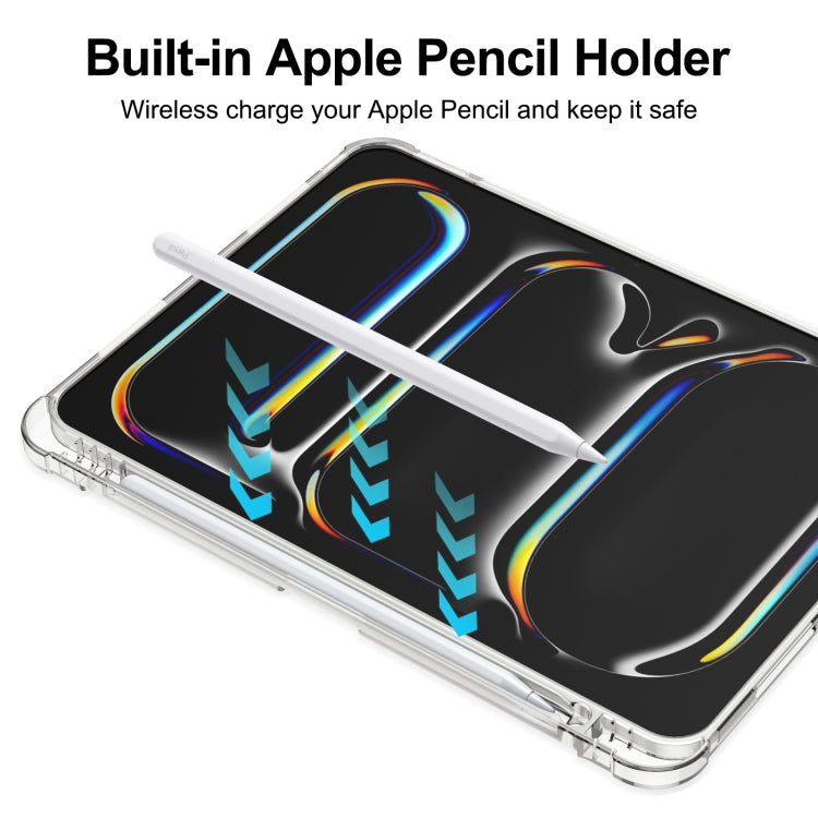 For iPad Pro 11 2025 / 2024 Tri-fold Holder TPU Cover Frosted Leather Smart Tablet Case withh Pen Slot