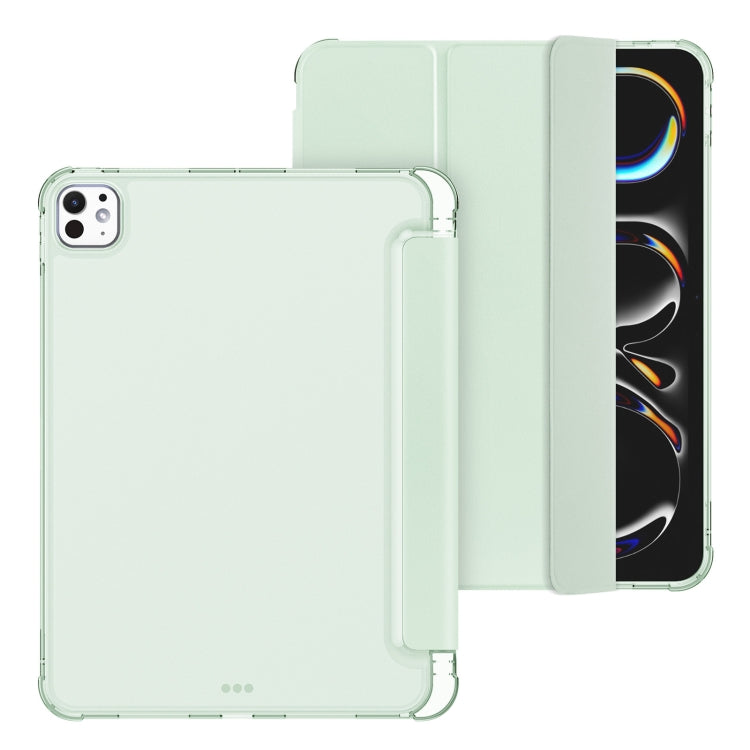 For iPad Pro 11 2025 / 2024 Tri-fold Holder TPU Cover Frosted Leather Smart Tablet Case withh Pen Slot