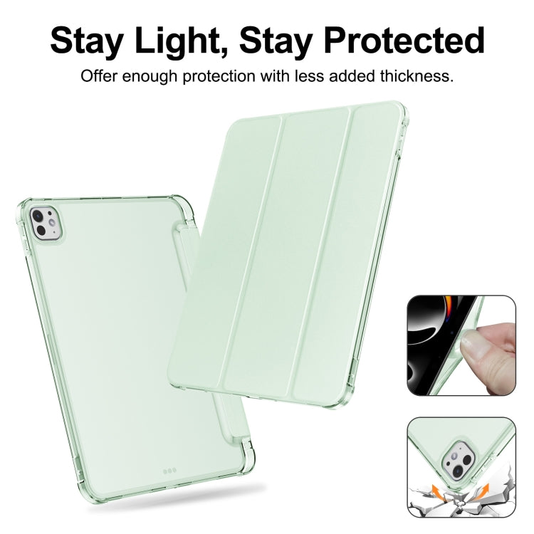 For iPad Pro 11 2025 / 2024 Tri-fold Holder TPU Cover Frosted Leather Smart Tablet Case withh Pen Slot