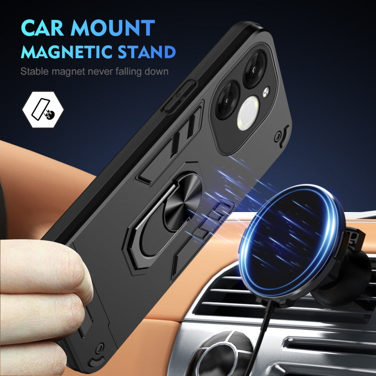 For itel A80 Shockproof Metal Ring Holder Phone Case
