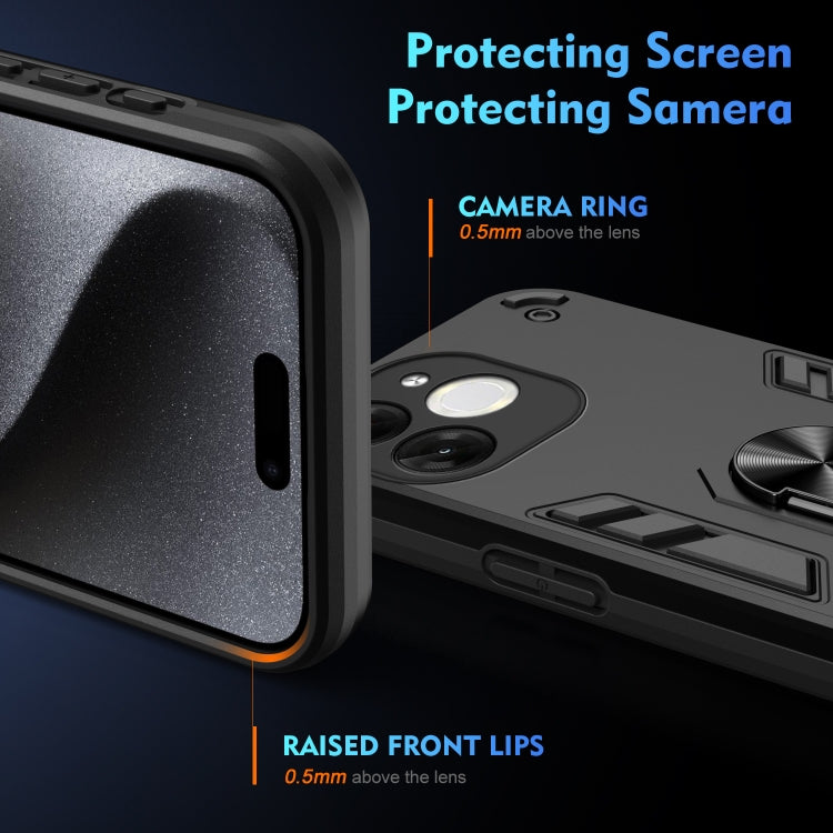 For itel A80 Shockproof Metal Ring Holder Phone Case