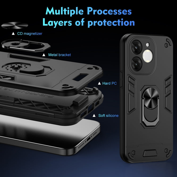 For itel A80 Shockproof Metal Ring Holder Phone Case