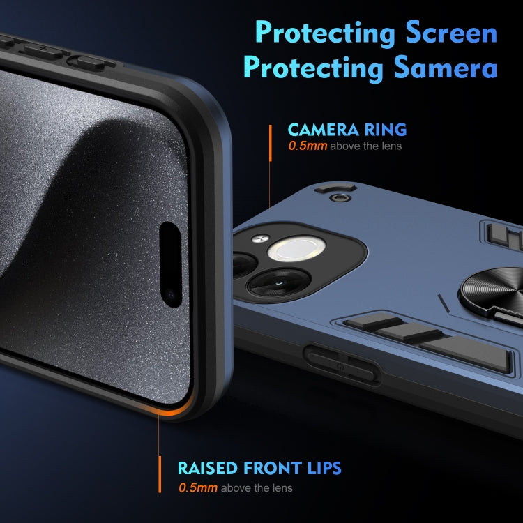 For itel A80 Shockproof Metal Ring Holder Phone Case