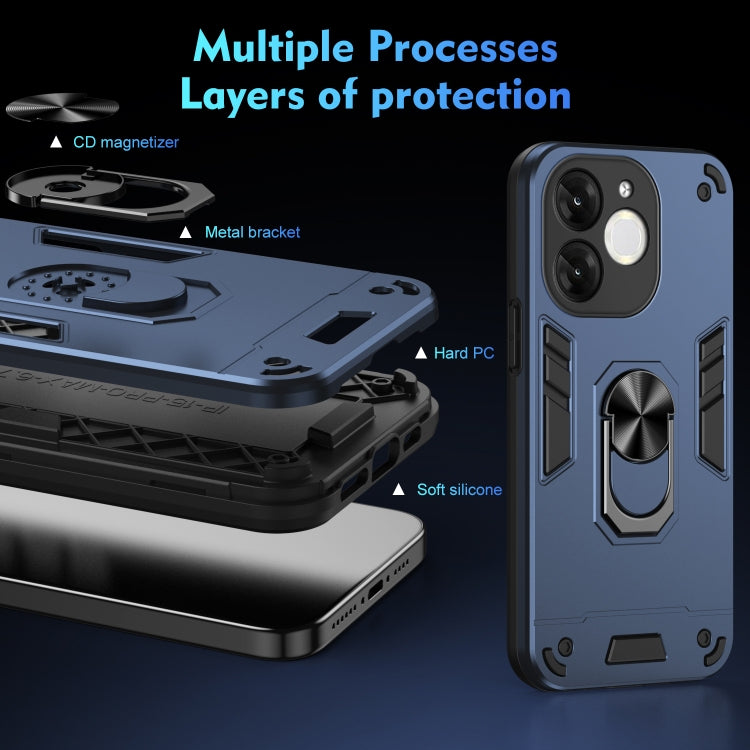 For itel A80 Shockproof Metal Ring Holder Phone Case