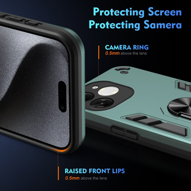 For itel A80 Shockproof Metal Ring Holder Phone Case