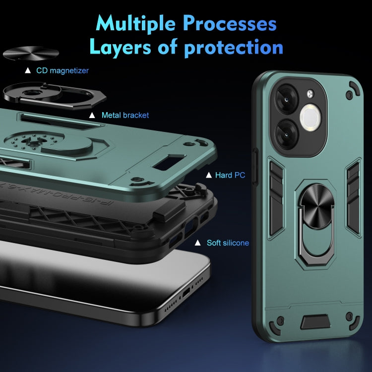 For itel A80 Shockproof Metal Ring Holder Phone Case
