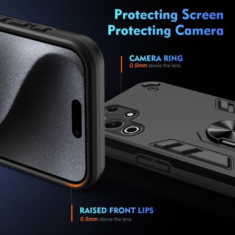For itel S25 Ultra Shockproof Metal Ring Holder Phone Case