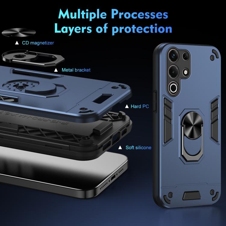 For itel S25 Ultra Shockproof Metal Ring Holder Phone Case