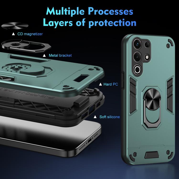 For itel S25 Ultra Shockproof Metal Ring Holder Phone Case