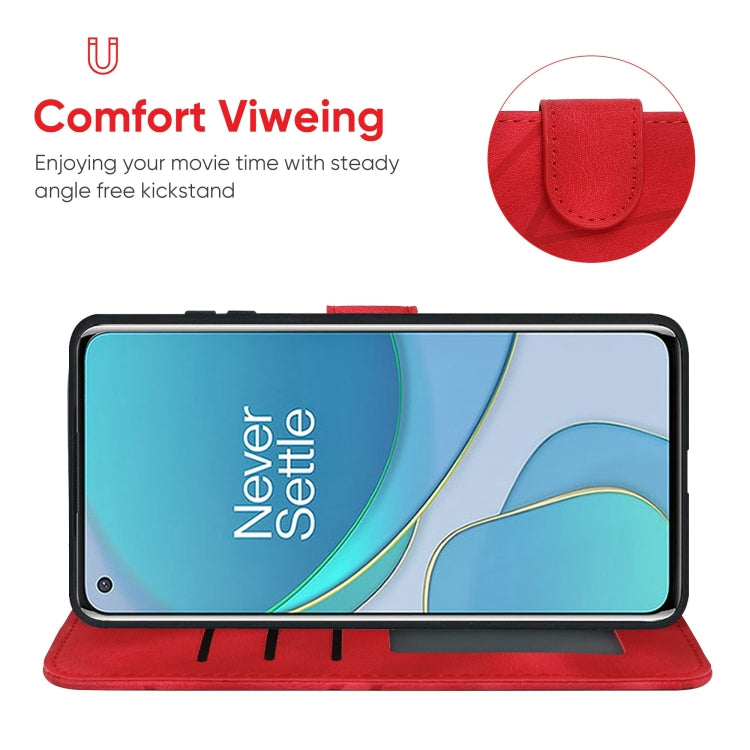 For OnePlus 8T Skin Feel Geometric Lines Leather Phone Case