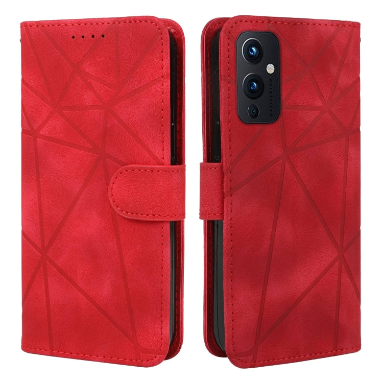 For OnePlus 9 Skin Feel Geometric Lines Leather Phone Case