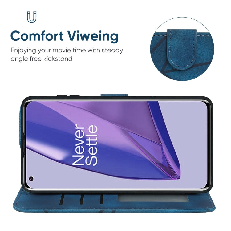 For OnePlus 9 Skin Feel Geometric Lines Leather Phone Case
