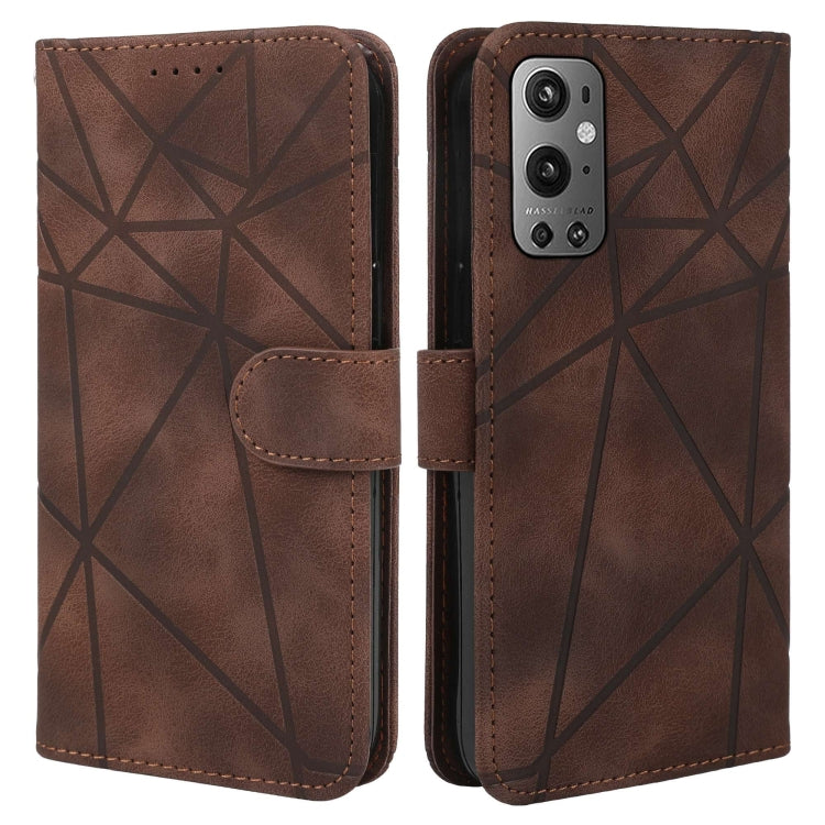 For OnePlus 9 Pro Skin Feel Geometric Lines Leather Phone Case