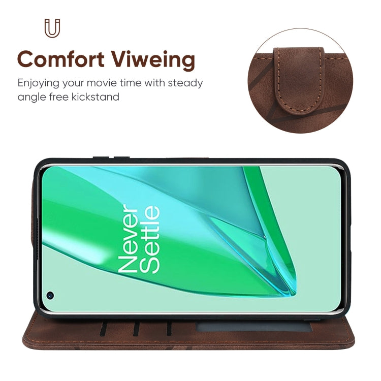 For OnePlus 9 Pro Skin Feel Geometric Lines Leather Phone Case
