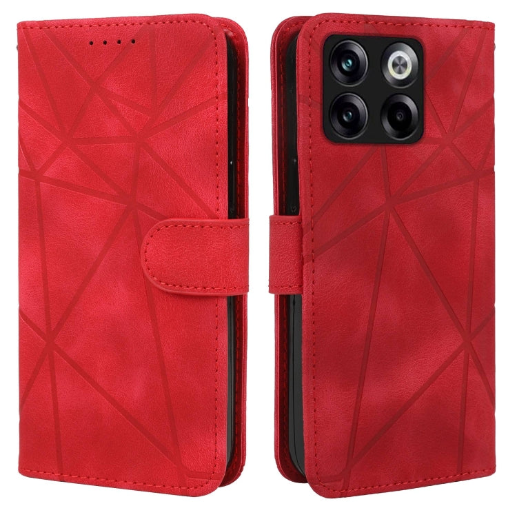 For OnePlus 10T Skin Feel Geometric Lines Leather Phone Case