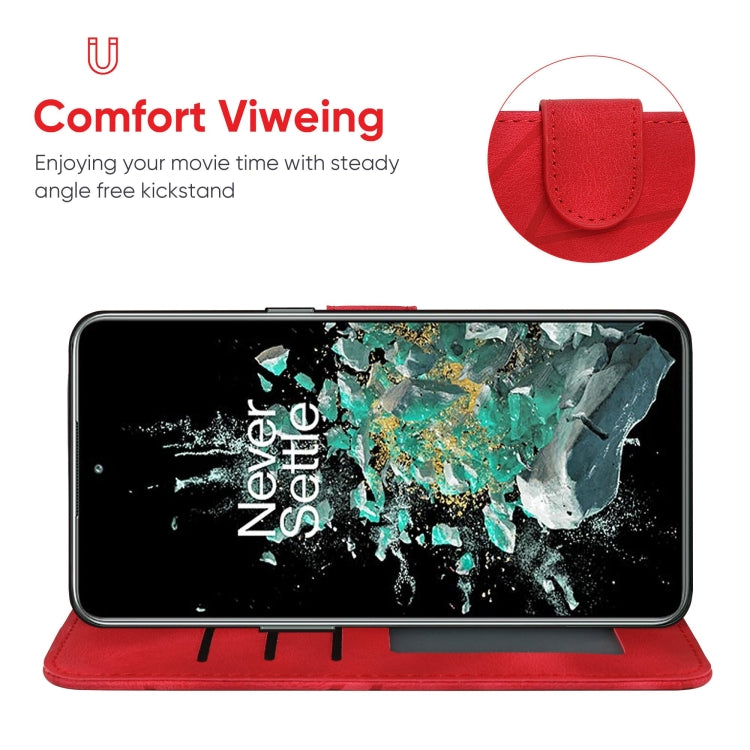For OnePlus 10T Skin Feel Geometric Lines Leather Phone Case