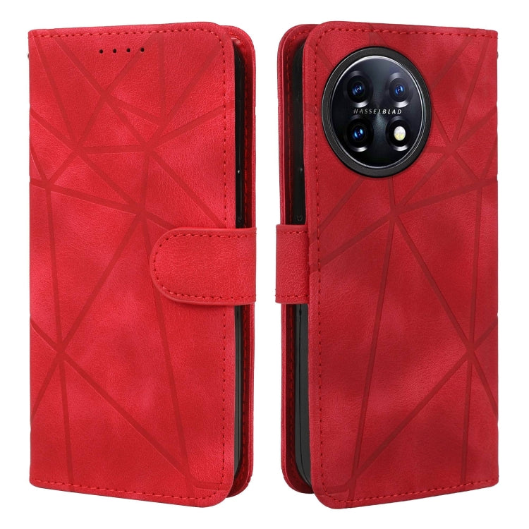 For OnePlus 11 Skin Feel Geometric Lines Leather Phone Case