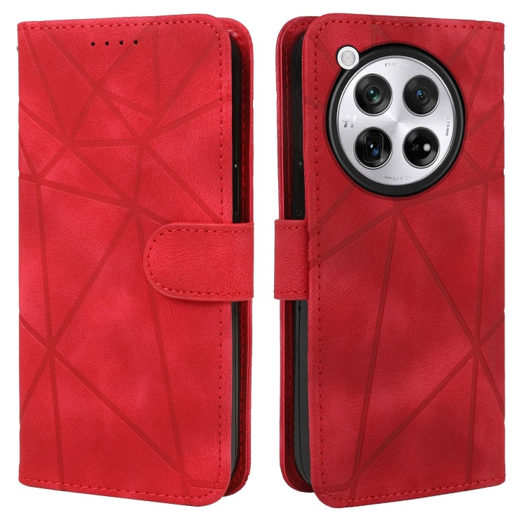 For OnePlus 12 Skin Feel Geometric Lines Leather Phone Case