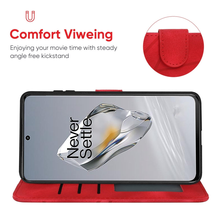 For OnePlus 12 Skin Feel Geometric Lines Leather Phone Case