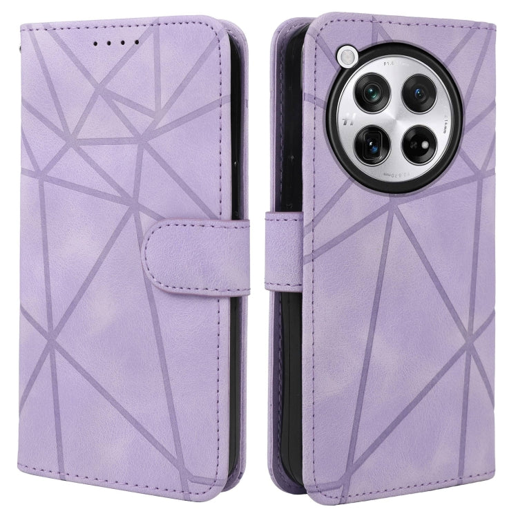 For OnePlus 12 Skin Feel Geometric Lines Leather Phone Case