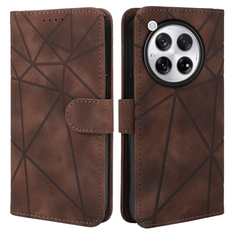 For OnePlus 12 Skin Feel Geometric Lines Leather Phone Case