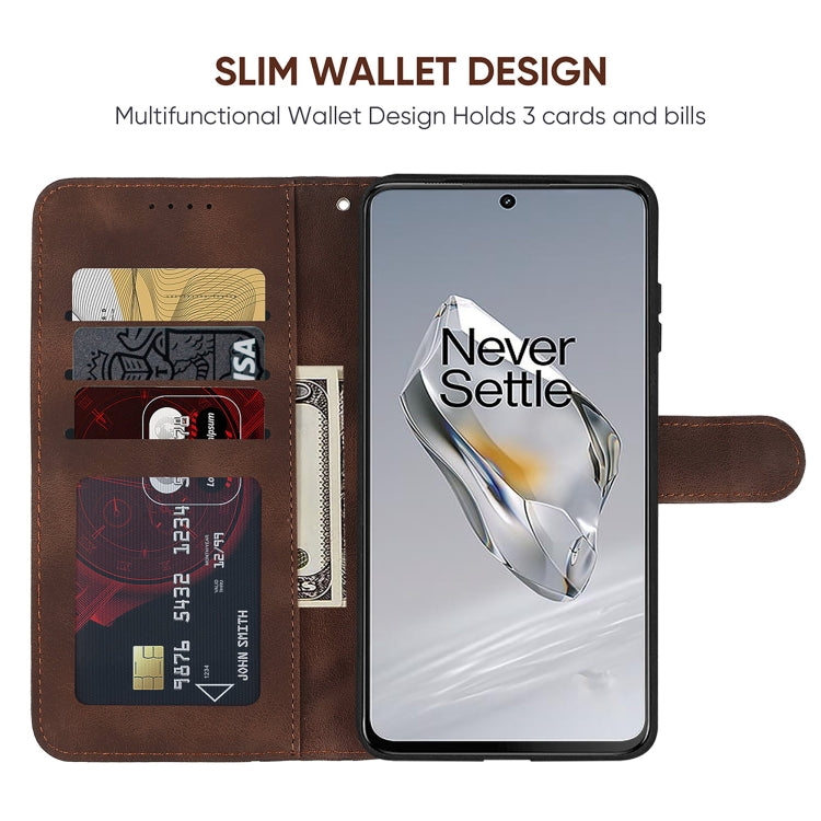For OnePlus 12 Skin Feel Geometric Lines Leather Phone Case