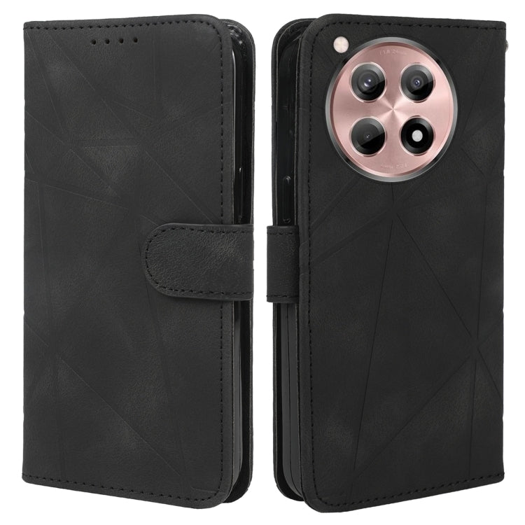 For OnePlus 12R / Ace 3 Skin Feel Geometric Lines Leather Phone Case