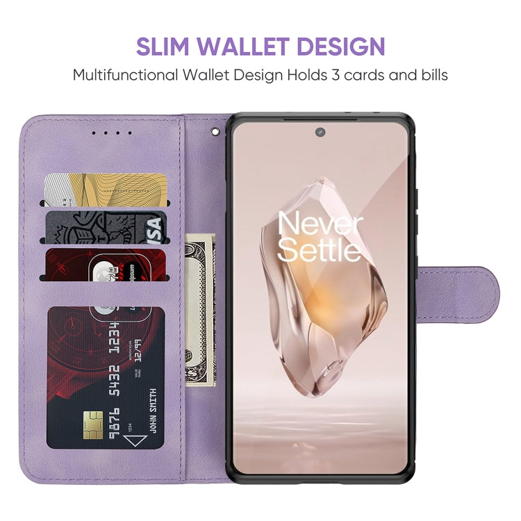 For OnePlus 12R / Ace 3 Skin Feel Geometric Lines Leather Phone Case