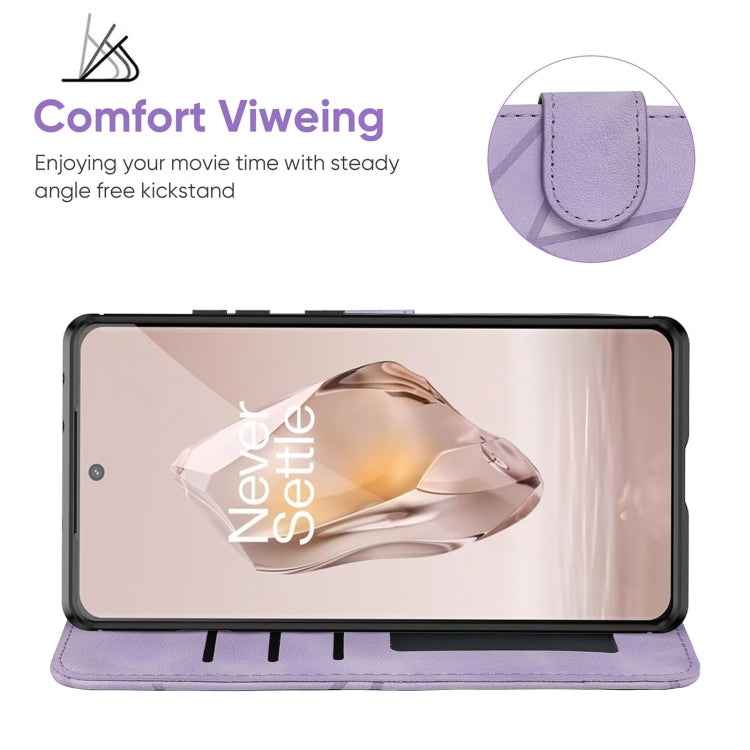 For OnePlus 12R / Ace 3 Skin Feel Geometric Lines Leather Phone Case