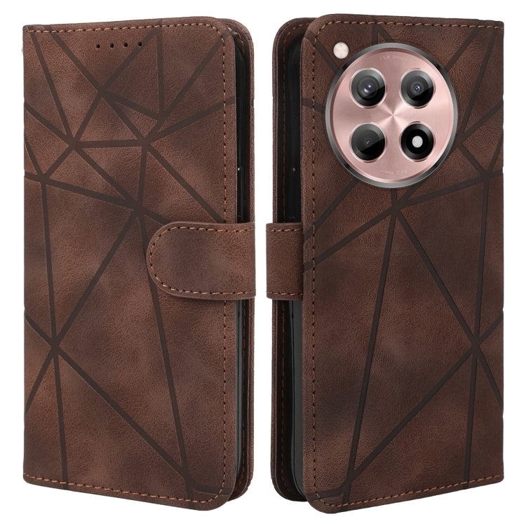 For OnePlus 12R / Ace 3 Skin Feel Geometric Lines Leather Phone Case