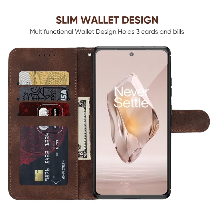 For OnePlus 12R / Ace 3 Skin Feel Geometric Lines Leather Phone Case
