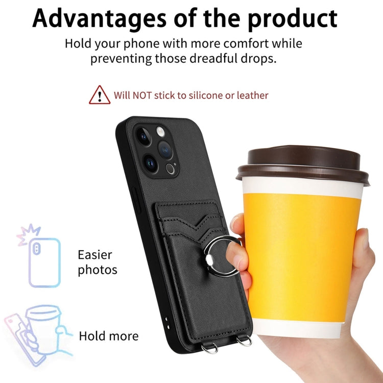 For iPhone 15 Pro Max R20 Ring Card Holder Phone Case
