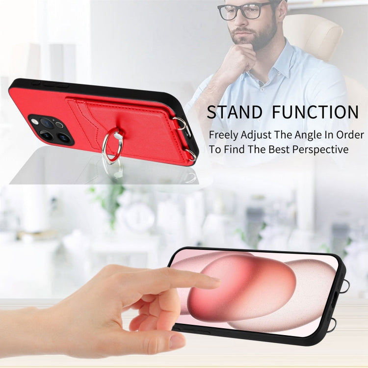 For iPhone 15 Pro Max R20 Ring Card Holder Phone Case