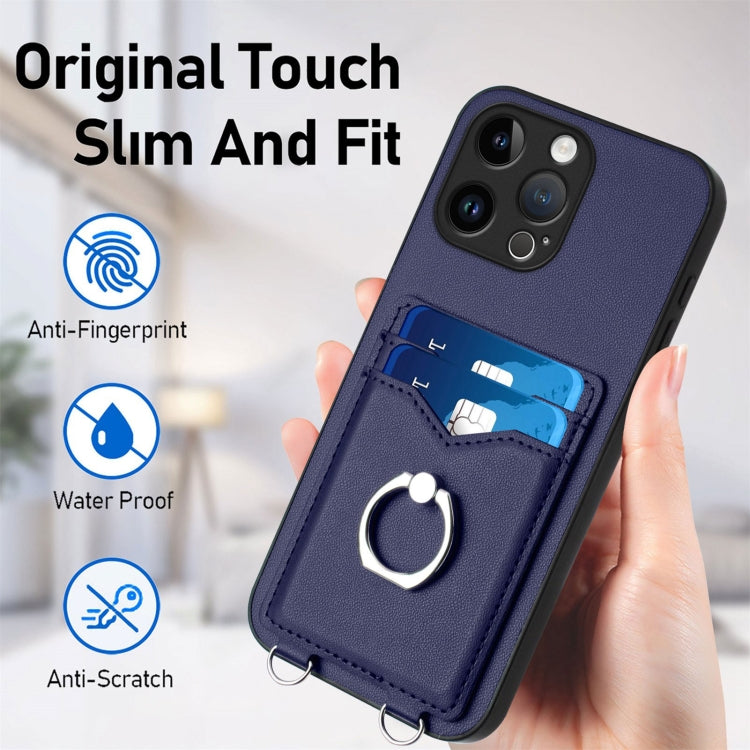 For iPhone 15 Pro Max R20 Ring Card Holder Phone Case