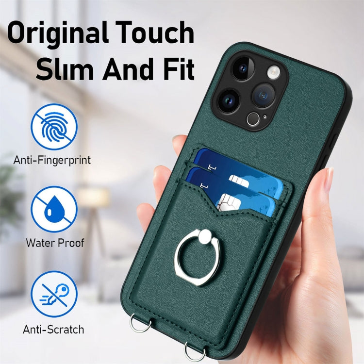 For iPhone 15 Pro Max R20 Ring Card Holder Phone Case