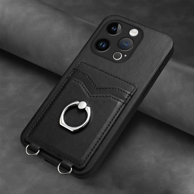 For iPhone 15 Pro R20 Ring Card Holder Phone Case