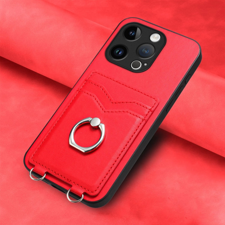 For iPhone 15 Pro R20 Ring Card Holder Phone Case