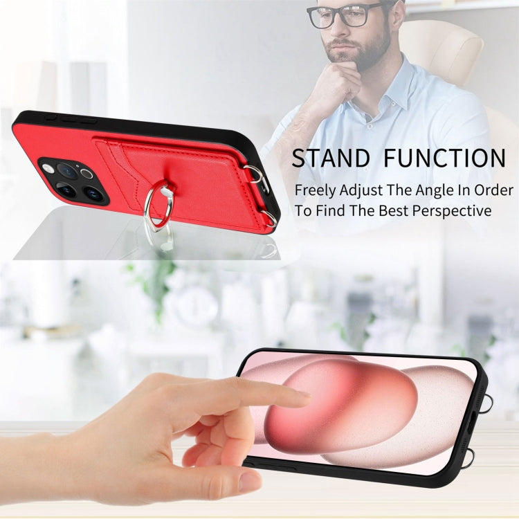 For iPhone 15 Pro R20 Ring Card Holder Phone Case