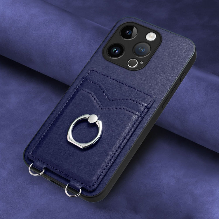 For iPhone 15 Pro R20 Ring Card Holder Phone Case